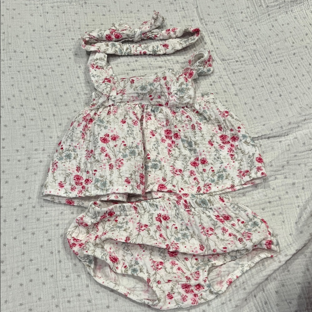 Charming Floral Kids Dress and Diaper Cover Set